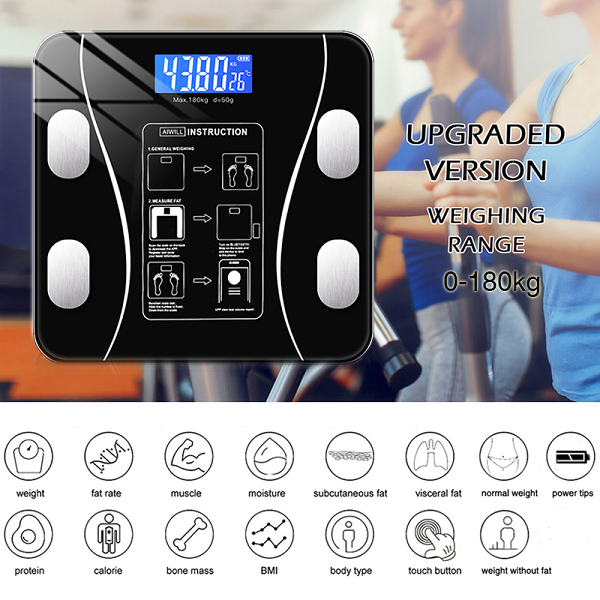Báscula inteligente compatible con Bluetooth, balanza electrónica  inteligente para perder peso y grasa corporal