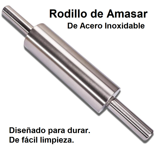 RODILLO AMASAR INOX CON ANILLAS 34 CM